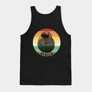 Dung Beetle on top of Dung Ball against Vintage Retro Africa Sunset Tank Top